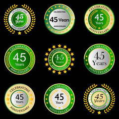 celebrating anniversary button dark green on black background