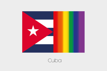 LGBT Flag Illustration with the flag of Cuba