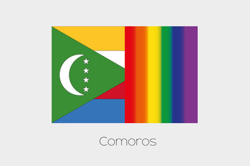 LGBT Flag Illustration with the flag of Comoros