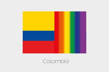 LGBT Flag Illustration with the flag of Colombia