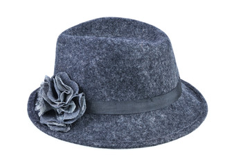 womens gray fedora isolated on a white background