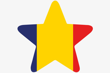 Flag Illustration inside a star of the country of Romania