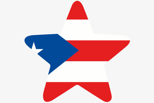 Flag Illustration inside a star of the country of Puerto Rico