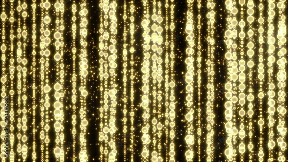 Poster shining golden christmas beads. computer generated seamless loop abstract motion background