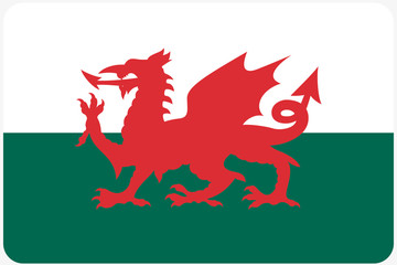Flag Illustration with rounded corners of the country of Wales