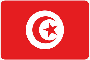 Flag Illustration with rounded corners of the country of Tunisia