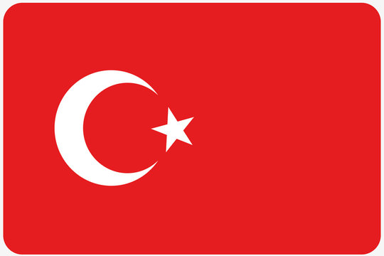 Flag Illustration with rounded corners of the country of Turkey