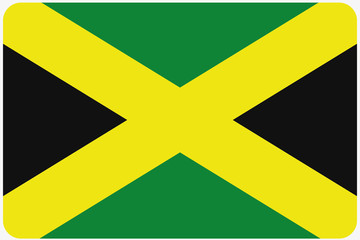 Flag Illustration with rounded corners of the country of Jamaica