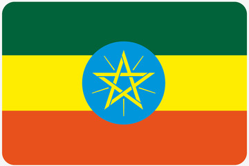 Flag Illustration with rounded corners of the country of Ethiopi