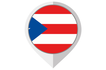 Flag Illustration inside a pointed of the country of Puerto Rico