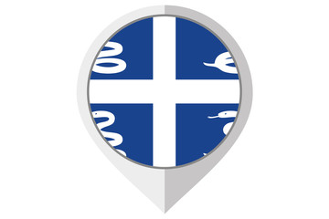 Flag Illustration inside a pointed of the country of Martinique