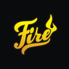 Fire hand written lettering. Vector calligraphy