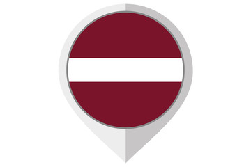Flag Illustration inside a pointed of the country of Latvia