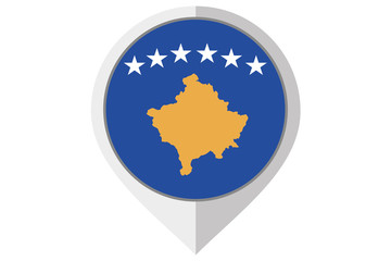 Flag Illustration inside a pointed of the country of Kosovo