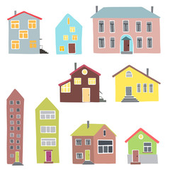Fototapeta premium Different houses on a white background