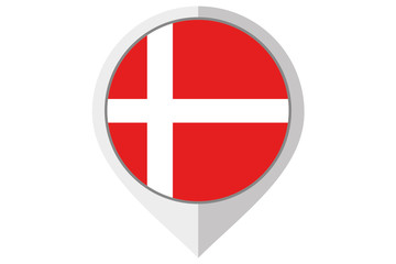 Flag Illustration inside a pointed of the country of Denmark
