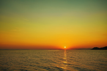 Sunset on beach / Sunset on the Adriatic. Croatia.
