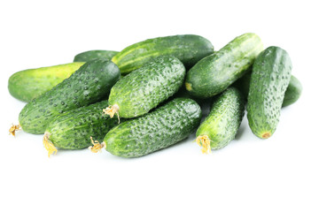 Fresh cucumbers isolated on white