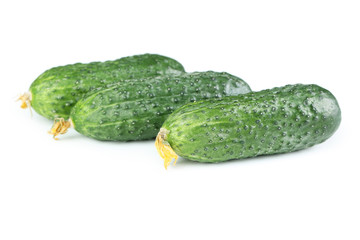 Fresh cucumbers isolated on white