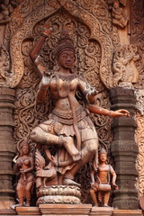Fototapeta premium Wooden Sculpture in Sanctuary of Truth. Pattaya, Thailand
