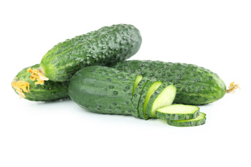 Fresh cucumbers isolated on white