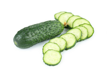 Fresh cucumbers isolated on white