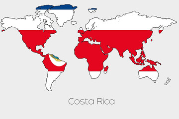 Obraz premium Flag Illustration inside the shape of a world map of the country