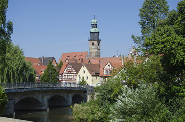 Fototapeta na wymiar Stadtbild mit Brücke, Lauf a.d. Pegnitz
