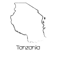 Scribbled Shape of the Country of Tanzania