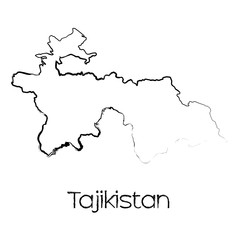 Scribbled Shape of the Country of Tajikistan