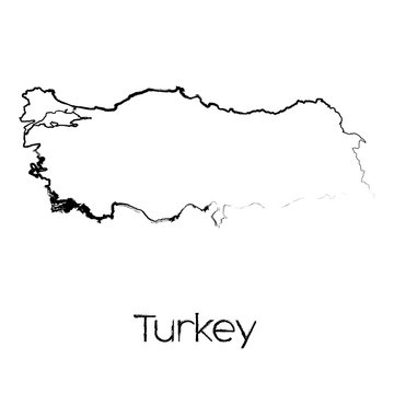 Scribbled Shape of the Country of Turkey