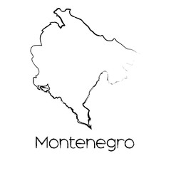 Scribbled Shape of the Country of Montenegro