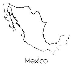 Scribbled Shape of the Country of Mexico