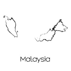 Scribbled Shape of the Country of Malaysia