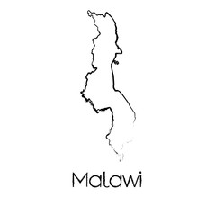 Scribbled Shape of the Country of Malawi