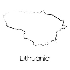 Obraz premium Scribbled Shape of the Country of Lithuania