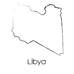 Scribbled Shape of the Country of Libya