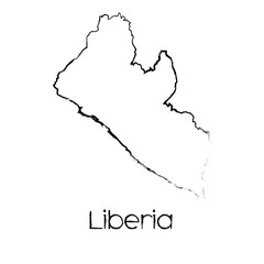 Scribbled Shape of the Country of Liberia