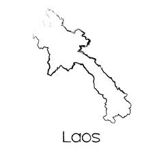 Scribbled Shape of the Country of Laos