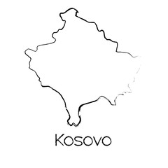 Fototapeta premium Scribbled Shape of the Country of Kosovo