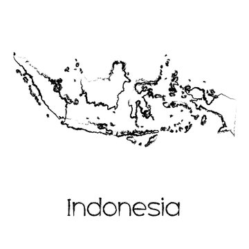 Scribbled Shape of the Country of Indonesia