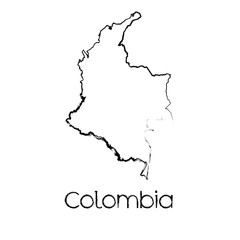 Scribbled Shape of the Country of Colombia