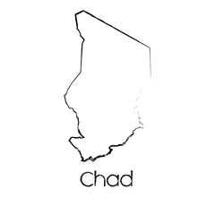 Scribbled Shape of the Country of Chad