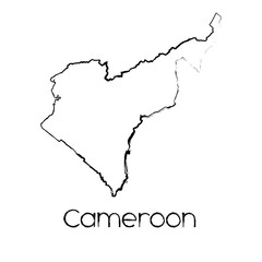 Scribbled Shape of the Country of Cameroon