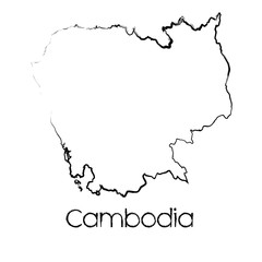 Scribbled Shape of the Country of Cambodia