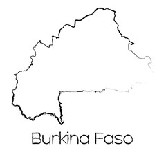 Scribbled Shape of the Country of Burkina Faso
