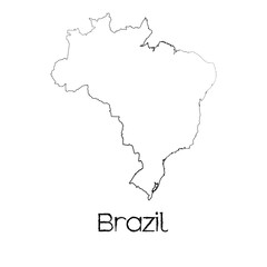 Scribbled Shape of the Country of Brazil