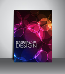 Flyer or brochure design with abstract bokeh.
