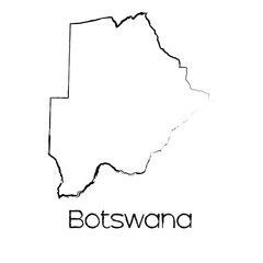 Scribbled Shape of the Country of Botswana
