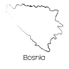 Scribbled Shape of the Country of Bosnia